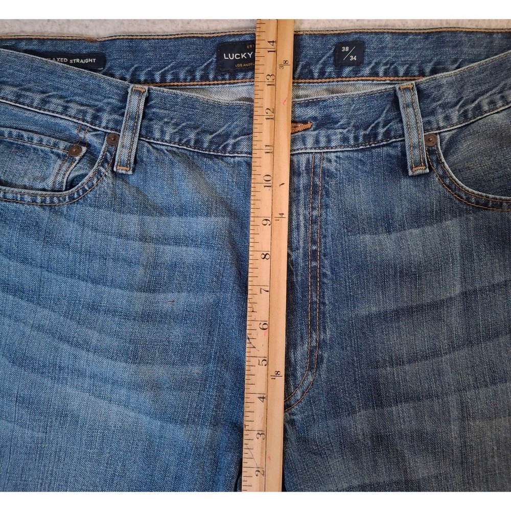Lucky Brand 181 Relaxed Straight Mens Blue Jeans 38x34 Medium Wash 100% Cotton - Picture 9 of 12